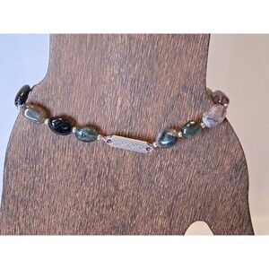 NWT Peyote Bird Natural Stone Ovals Gemstone 7" Bracelet Silver Button Fasten